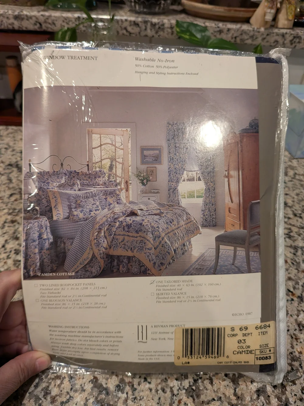 Echo for Revman Blue White Striped Tailored Curtain Panel Shade 40x63 NOS Vtg